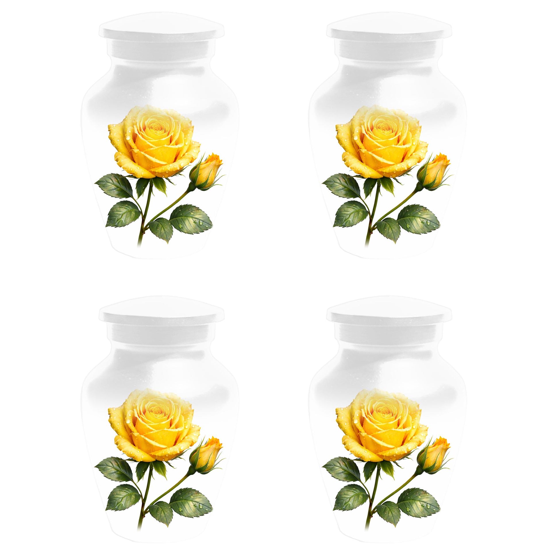 Yellow Rose Cremation Urn For Ashes - Flower Keepsake Mini Urns With Rose