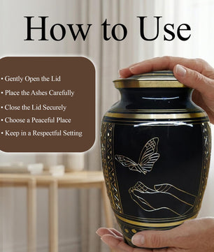 Brass Urns for Human Ashes Adult Male, (Multiple Themes, Brass Urn for Ashes, Variation 03)