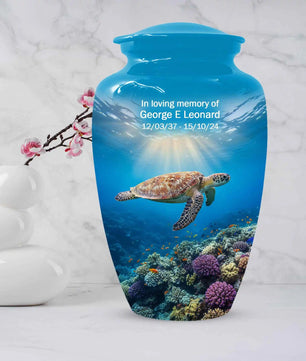 Personalized Sea Turtle Urn for Ashes, Ocean Cremation Urns For Men & Women