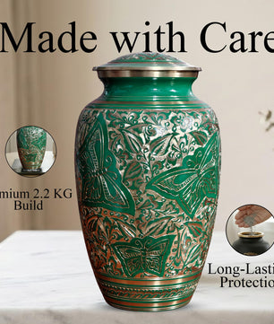 Brass Urns for Human Ashes Adult Male, (Multiple Themes, Brass Urn for Ashes, Variation 03)