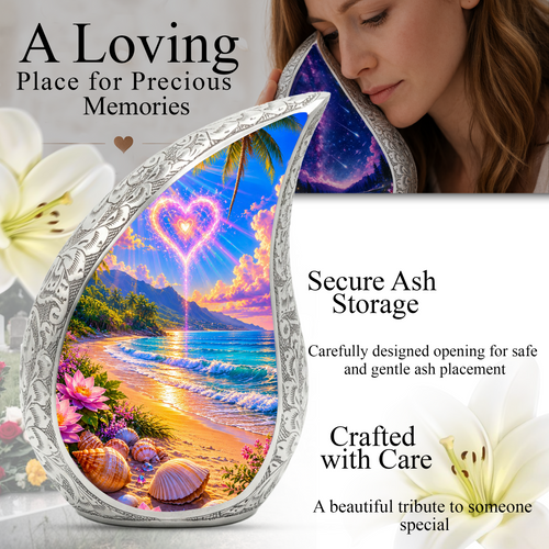 Beach Memorial Urn for Mom – Personalized Cremation Urn for Human Ashes | Beautiful Urns for Women