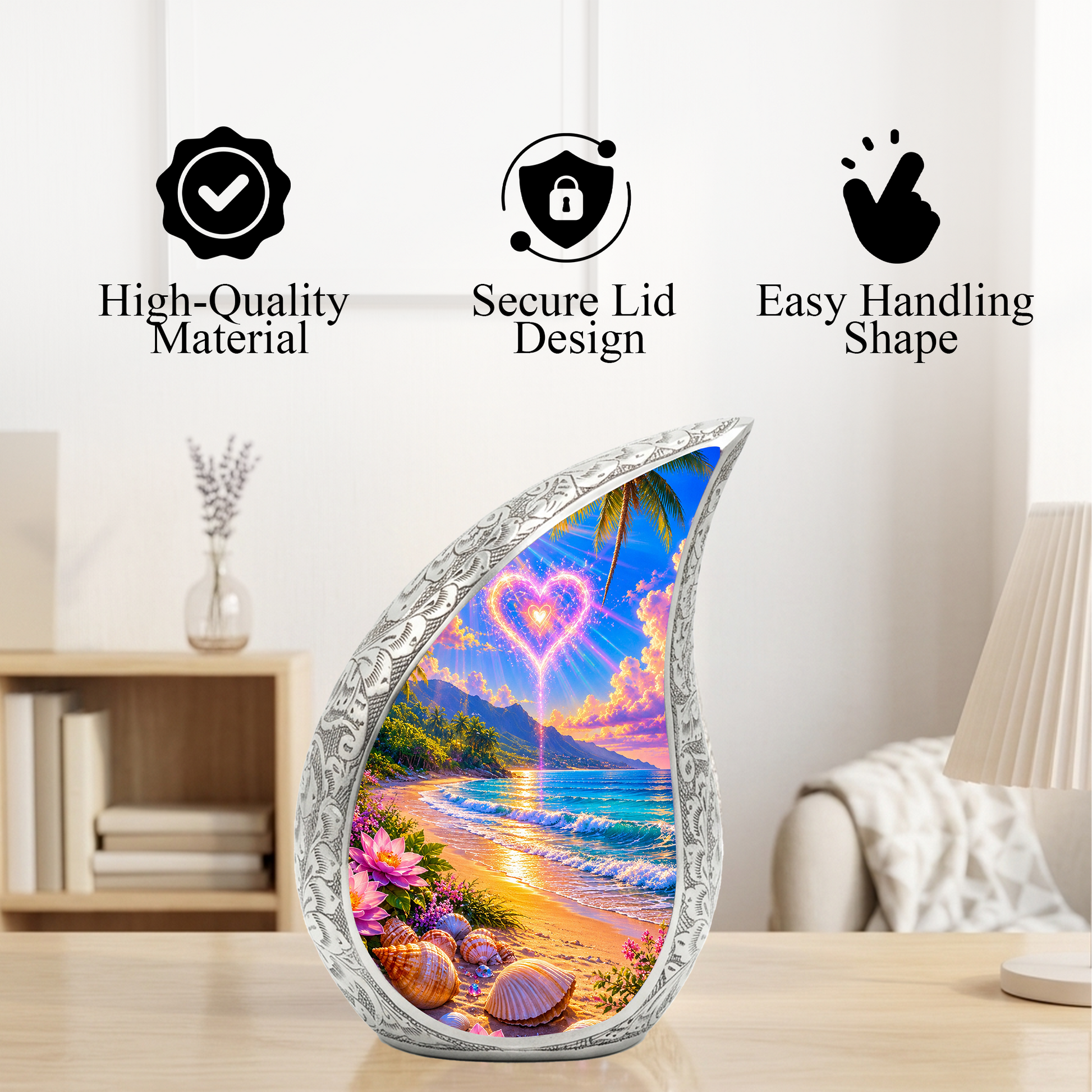 Beach Memorial Urn for Mom – Personalized Cremation Urn for Human Ashes | Beautiful Urns for Women