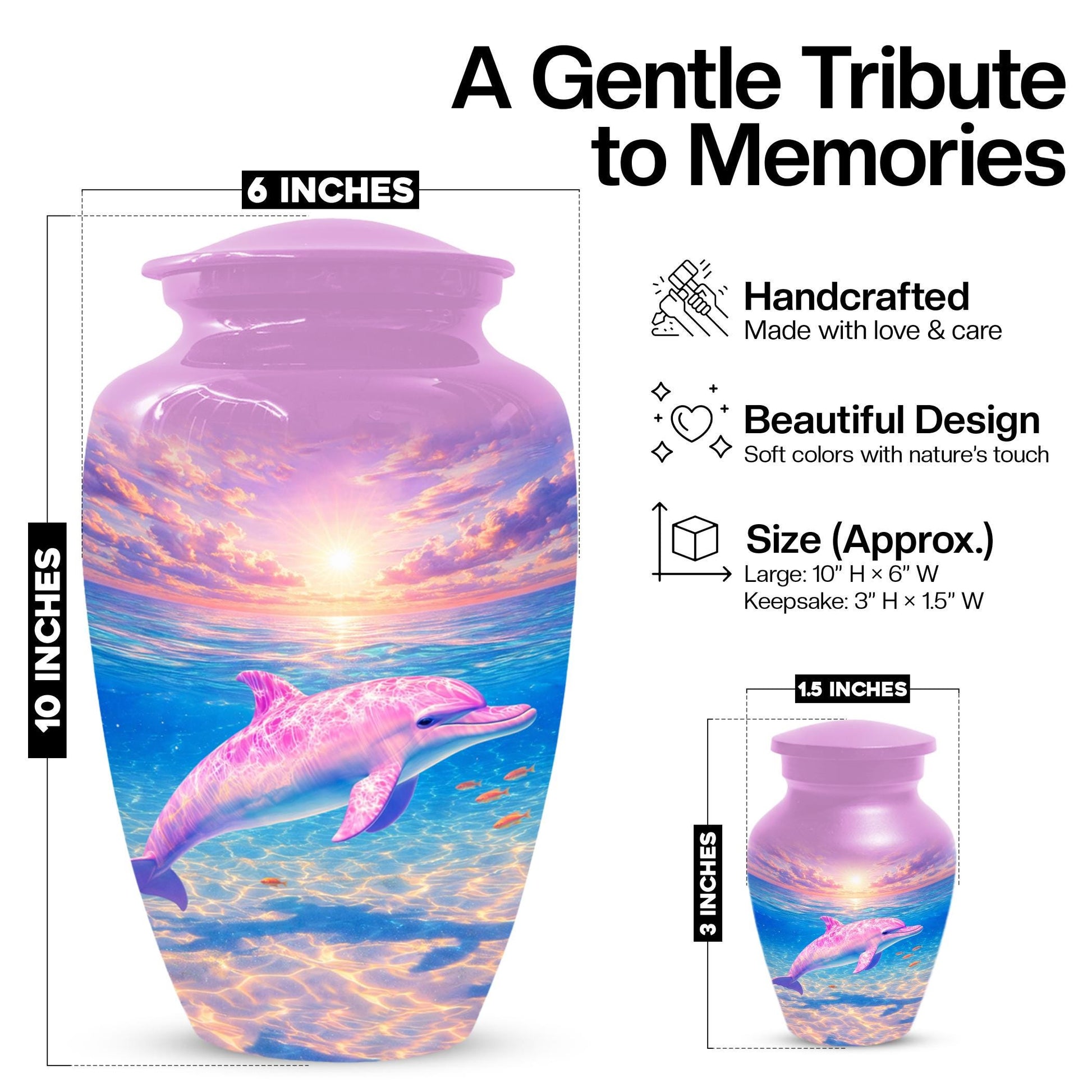 Dolphin Urn For Women Ashes - Pink Cremation Urns For Female