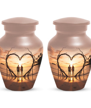 Sunset Beach Couple Urns For Ashes - Extra large Comapanion Urn For Mom and Dad