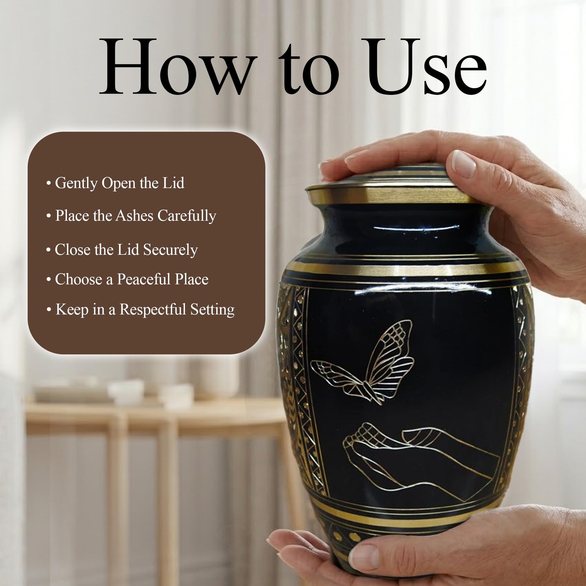 Brass Urns for Human Ashes Adult Male, (Multiple Themes, Brass Urn for Ashes, Variation 03)