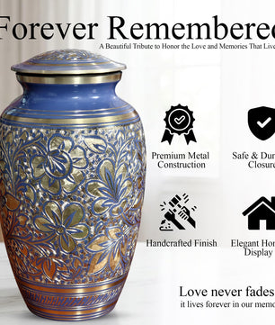 Brass Urns for Human Ashes Adult Male, (Multiple Themes, Brass Urn for Ashes, Variation 03)