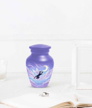 Black Cat Keepsake Kitty Urns - Purple Cremation Urn For Pet Ashes