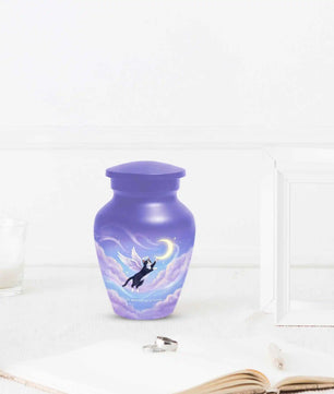 Black Cat Keepsake Kitty Urns - Purple Cremation Urn For Pet Ashes
