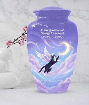 Black Cat Keepsake Kitty Urns - Purple Cremation Urn For Pet Ashes