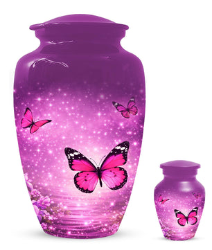 Pink Butterfly Urn For Women Ashes - Personalized Mini Urns For Adult Female