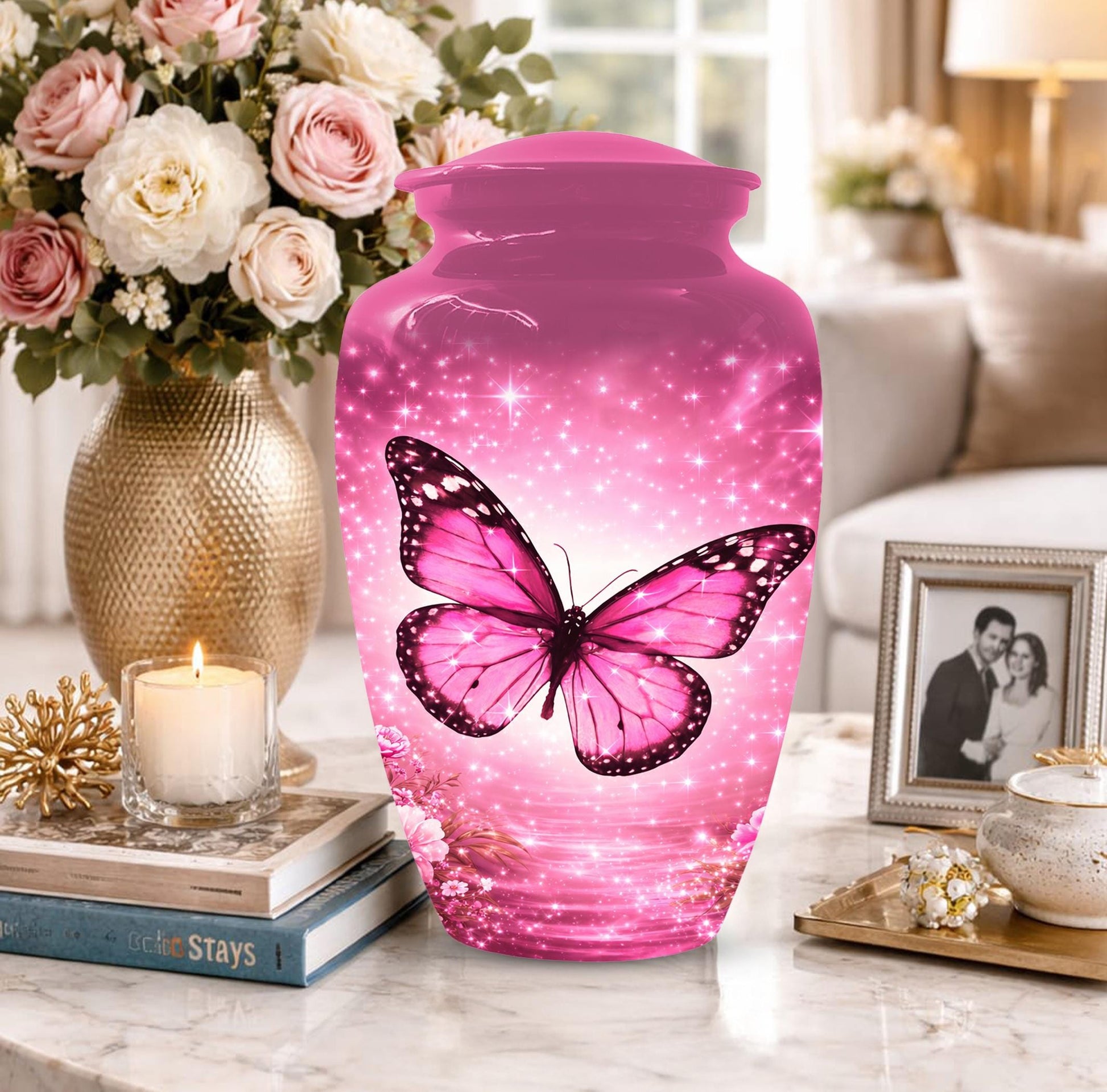 Butterfly Urn For Mom Ashes - Pink Cremation Urns For Adult Female