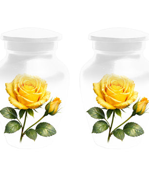 Yellow Rose Cremation Urn For Ashes - Flower Keepsake Mini Urns With Rose