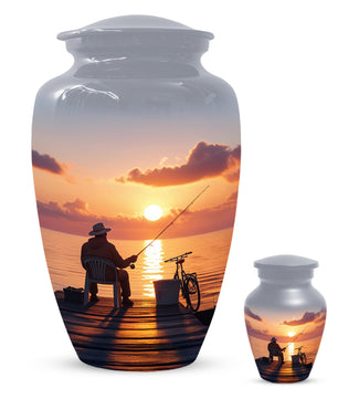 Gone Fishing Urns For Dad | Fisherman Cremation Urn For Adult Male Ashes