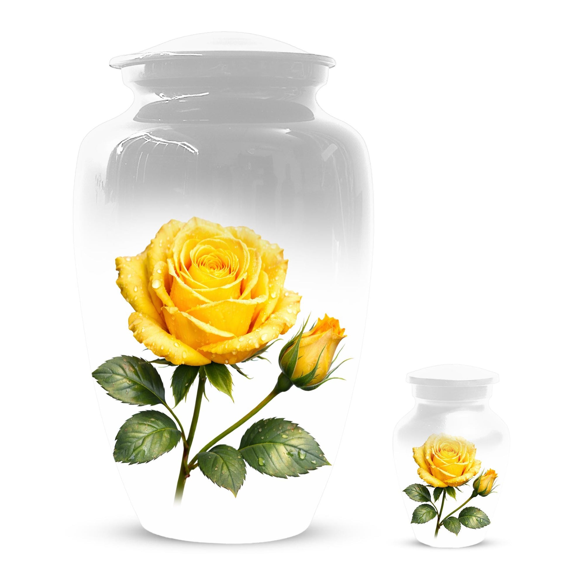 Yellow Rose Cremation Urn For Ashes - Flower Keepsake Mini Urns With Rose