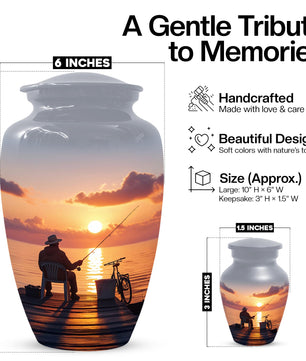 Gone Fishing Urns For Dad | Fisherman Cremation Urn For Adult Male Ashes