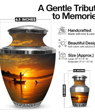Gone Fishing Urns for Dad Ashes | Fisherman Small Keepsake Urn Set For Adult Male