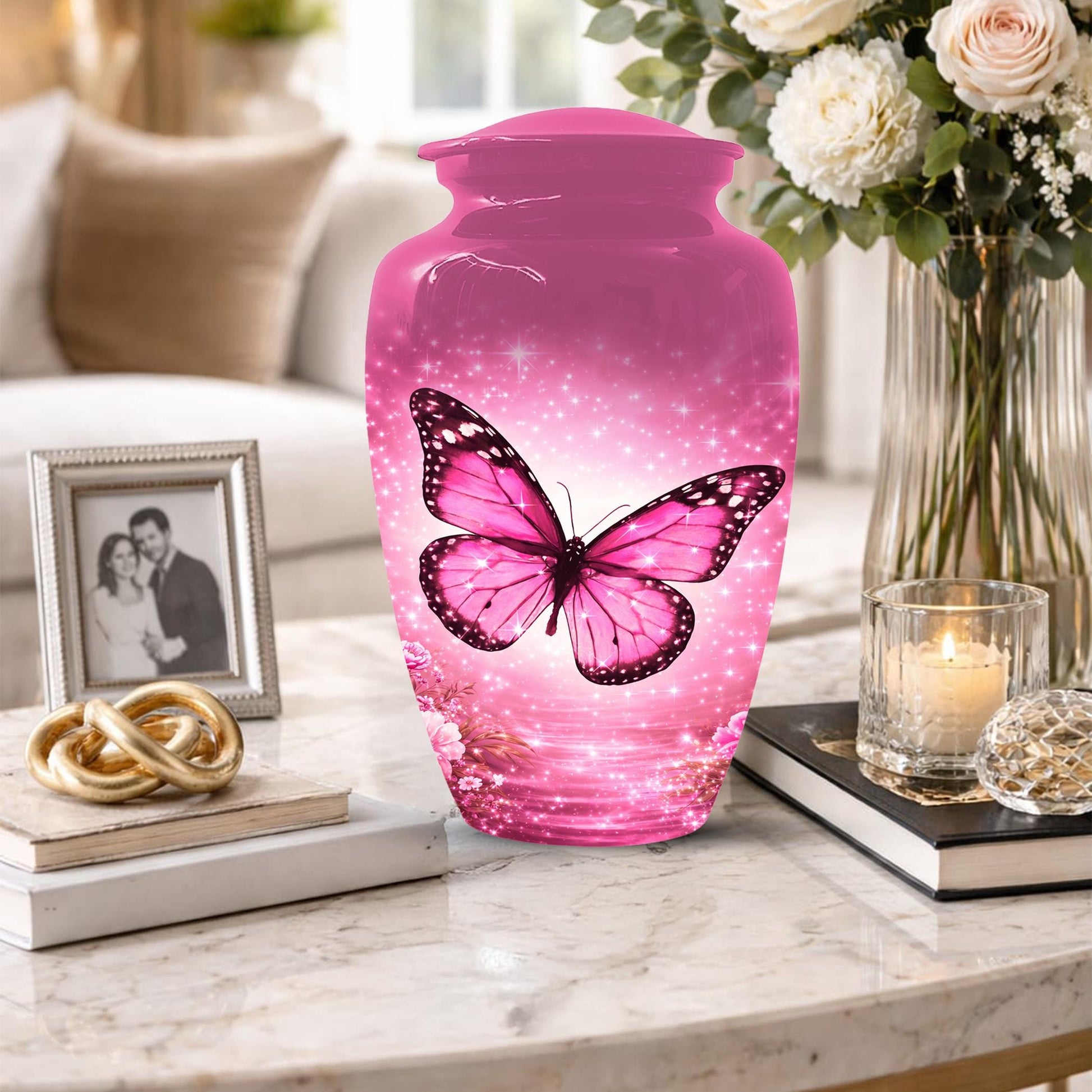 Butterfly Urn For Mom Ashes - Pink Cremation Urns For Adult Female