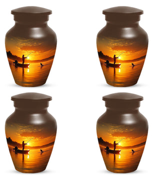 Gone Fishing Sunset Urn for Dad | Fisherman Cremation Urns For Adult Male Ashes