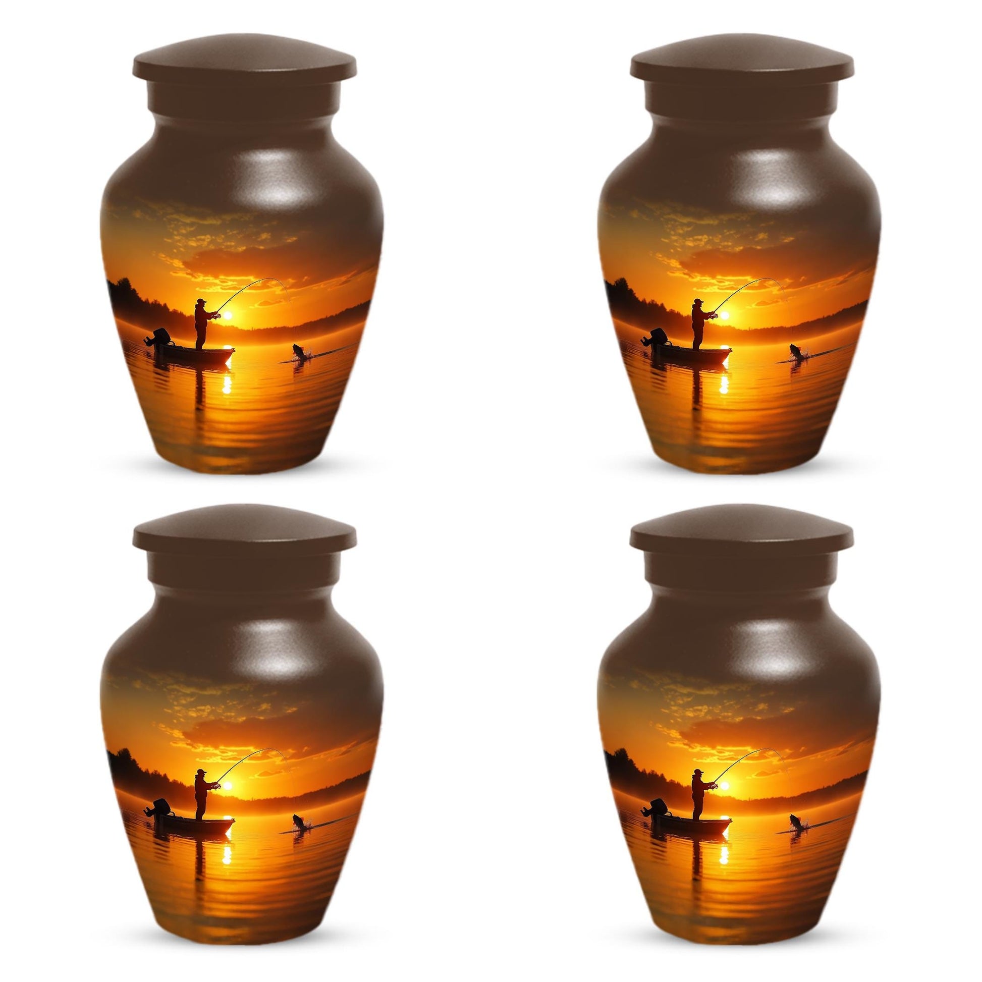 Gone Fishing Sunset Urn for Dad | Fisherman Cremation Urns For Adult Male Ashes