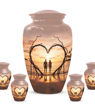 Sunset Beach Couple Urns For Ashes - Extra large Comapanion Urn For Mom and Dad