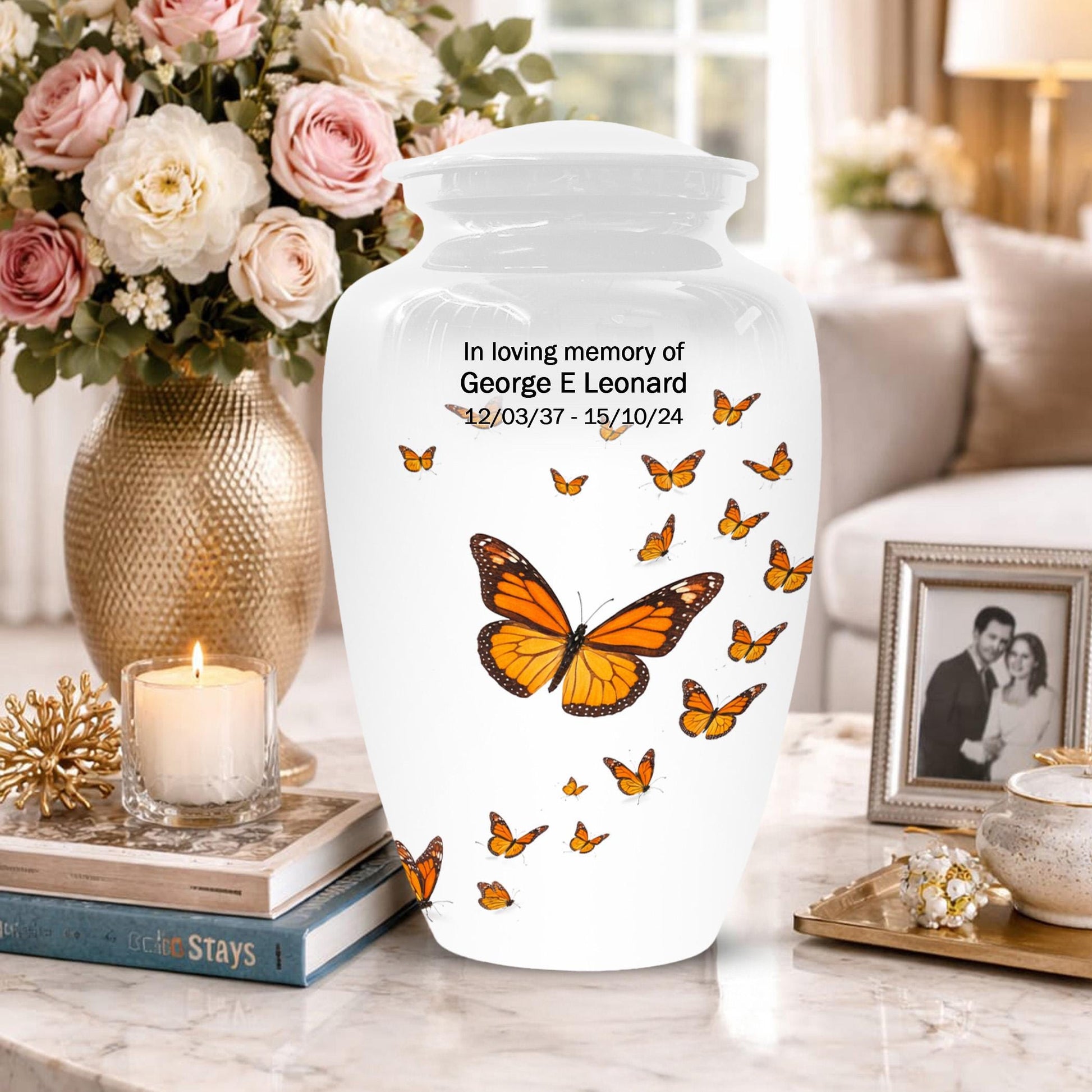 Monarch Butterfly Urn For Human Ashes - Cremation Keepsake Urn Sets With Butterflies