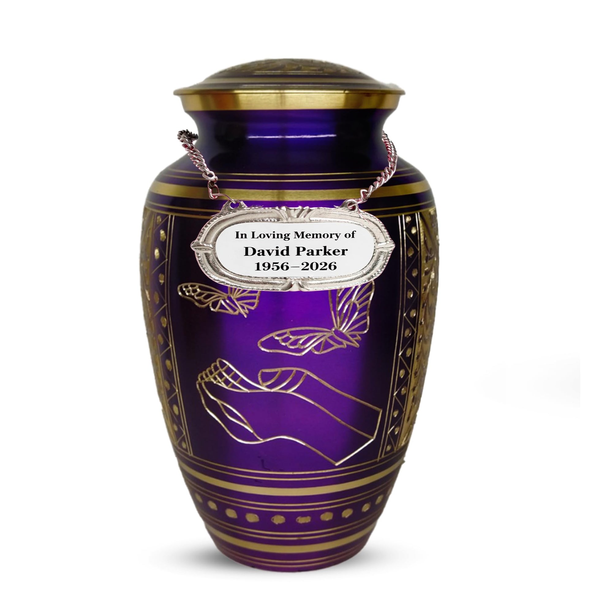 Brass Urns for Human Ashes Adult Male, (Multiple Themes, Brass Urn for Ashes, Variation 03)
