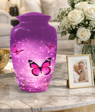 Pink Butterfly Urn For Women Ashes - Personalized Mini Urns For Adult Female