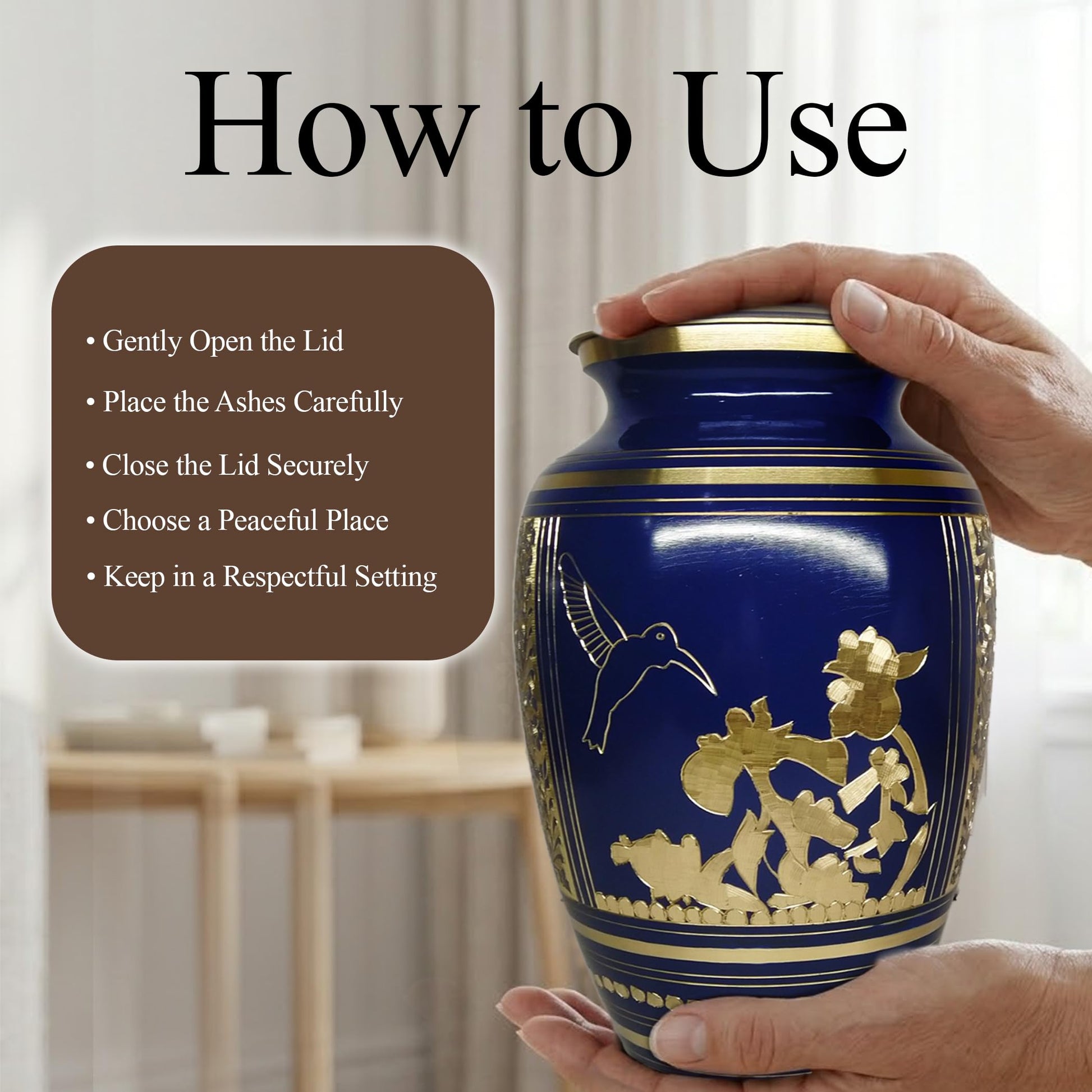 Brass Urns for Human Ashes Adult Male, (Multiple Themes, Brass Urn for Ashes, Variation 03)