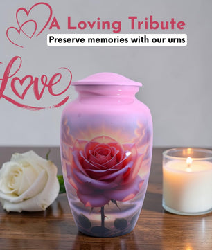 Pink Rose Urns for Human Ashes Adult Female, Rose Flower  Urn for Ashes