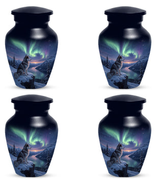 Husky Dog Urn for Ashes - Aurora Borealis Mini Urns For Pets
