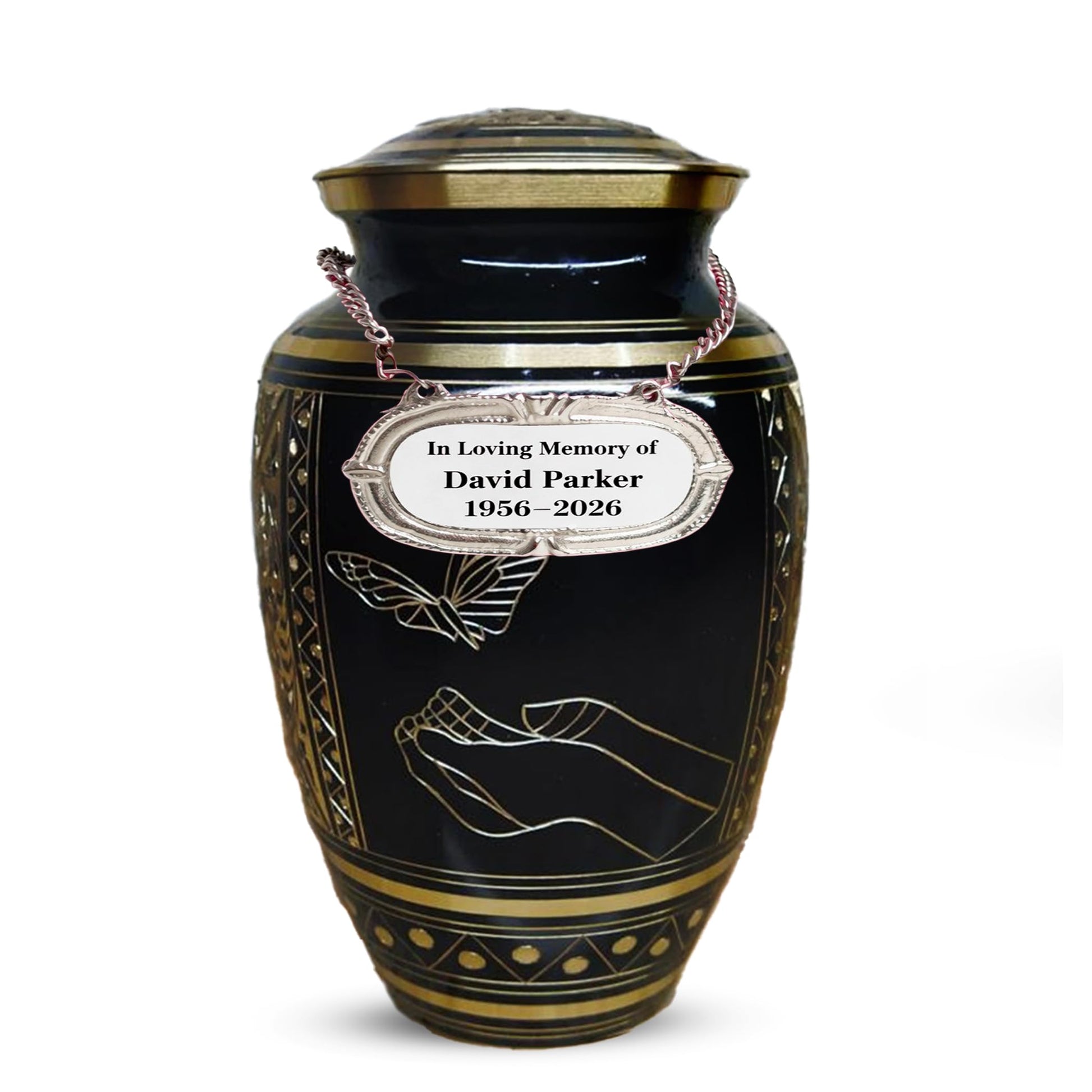 Brass Urns for Human Ashes Adult Male, (Multiple Themes, Brass Urn for Ashes, Variation 03)