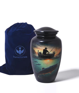 Fishing Urns For Dads Ashes - Fisherman Cremation Urn For Adult Male