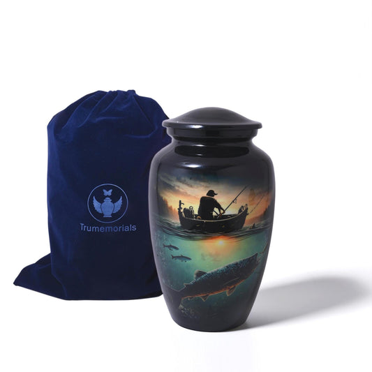 Fishing Urns For Dads Ashes - Fisherman Cremation Urn For Adult Male