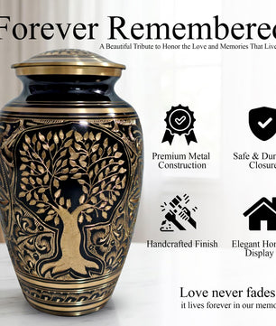 Brass Urns for Human Ashes Adult Male, (Multiple Themes, Brass Urn for Ashes, Variation 03)