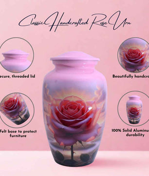 Pink Rose Urns for Human Ashes Adult Female, Rose Flower  Urn for Ashes