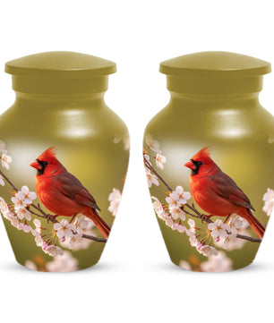 Cardinal Bird Urn For Human Ashes | Red Birds Cremation Urns For Male & Female