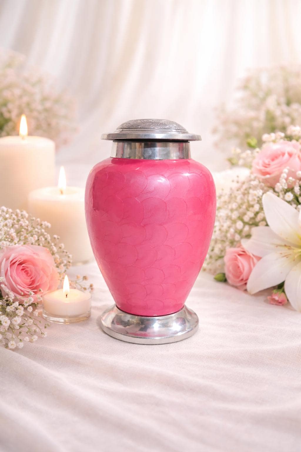 Pink Urn For Human Ashes - Personalized Large Cremation Urns For Adults