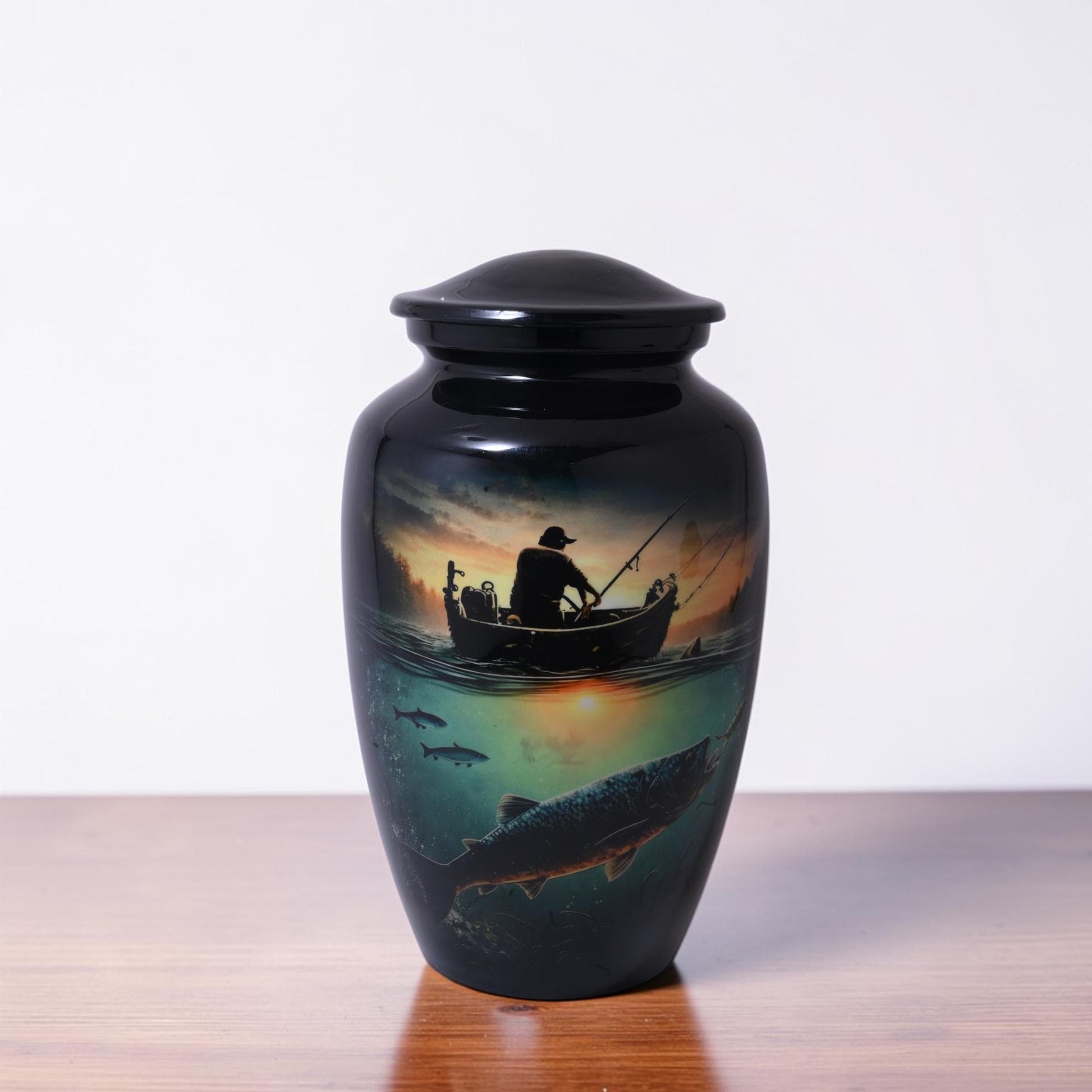 Fishing Urns For Dads Ashes - Fisherman Cremation Urn For Adult Male