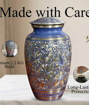 Brass Urns for Human Ashes Adult Male, (Multiple Themes, Brass Urn for Ashes, Variation 03)