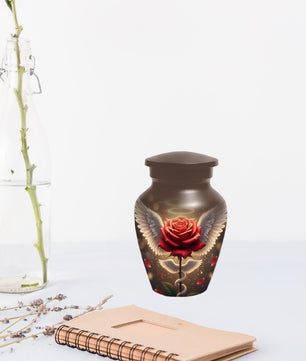 Red Rose Urn For Adult Female | Angel Wings Flower Urns For Human Ashes