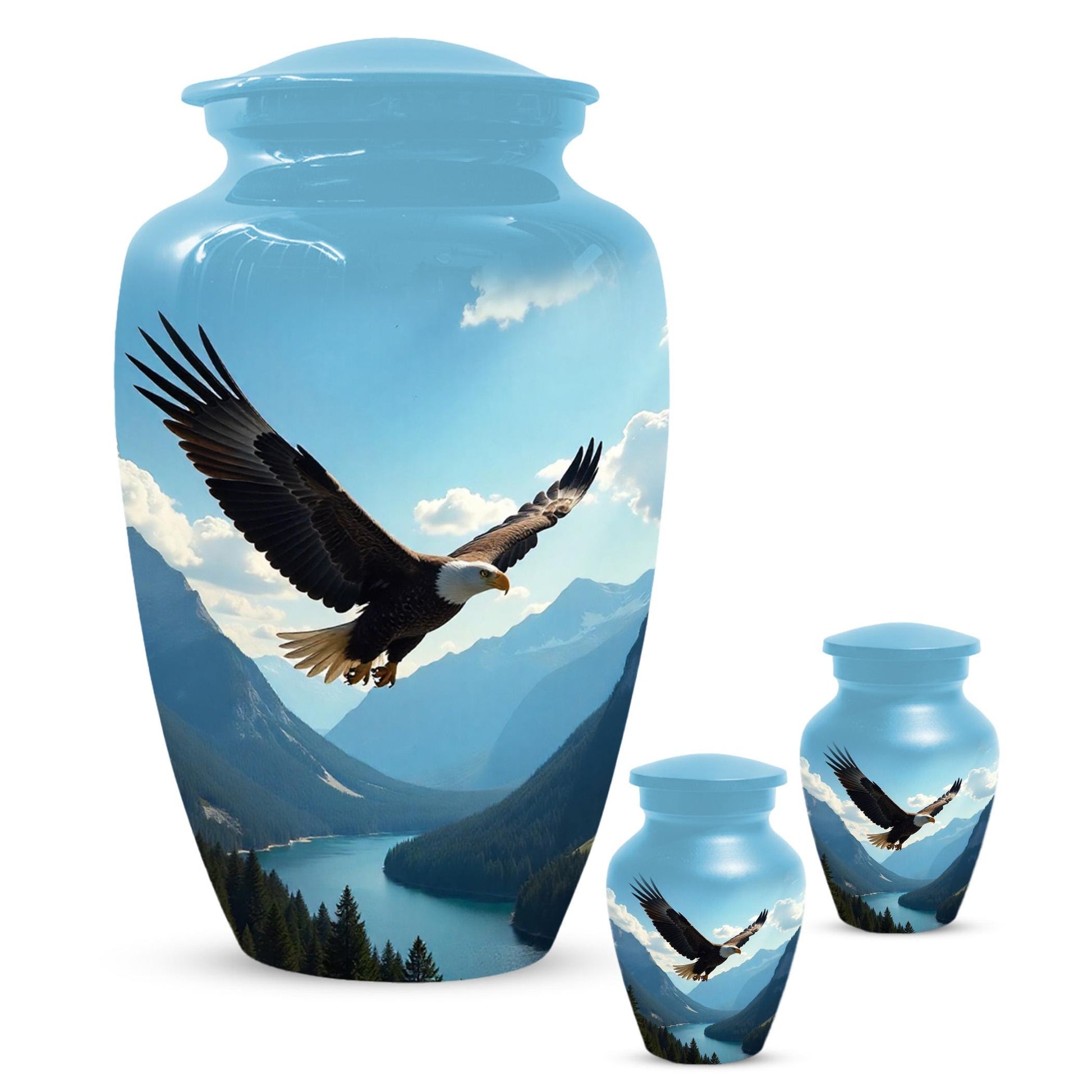 Personalized Eagle Urn - Patriotic Military Urn for Ashes, Burial Keepsake