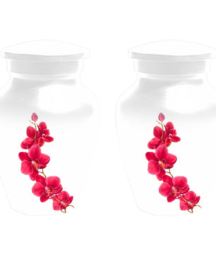 Red Orchid Urn For Ashes - Small Cremation Urns For Men & Women