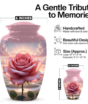 Rose Urn For Ashes Female - Pink Flower Cremation Urns For Women