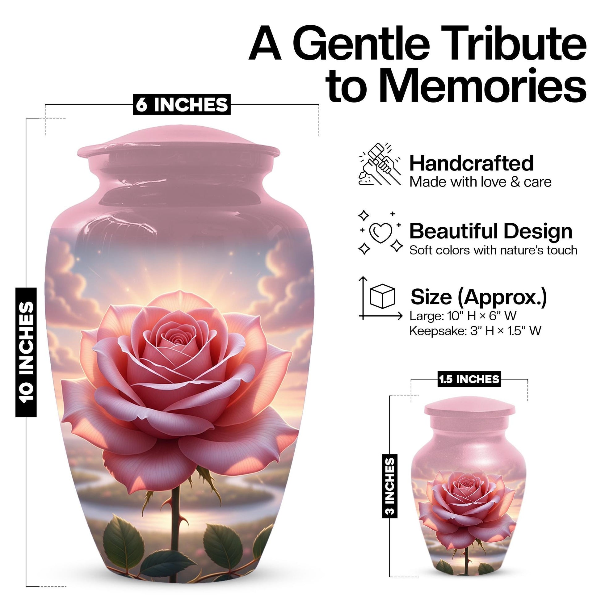 Rose Urn For Ashes Female - Pink Flower Cremation Urns For Women