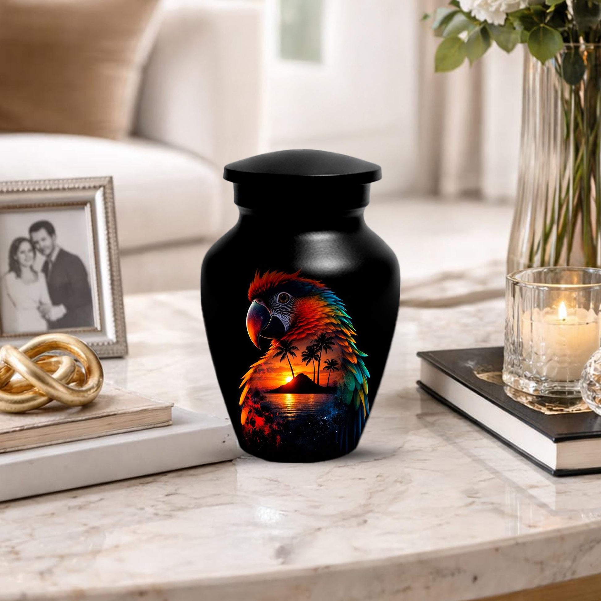 Parrot Urn For Human Ashes - Forest Artistic Urns For Adult Male and Female
