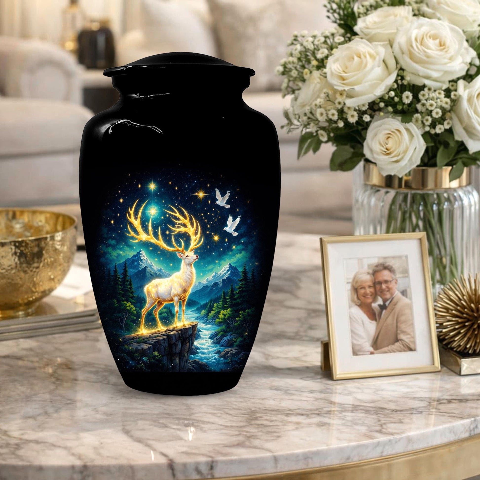 Deer Urn For Human Ashes - Forest Animal Cremation Urns For Male and Female