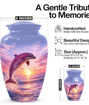 Pink Dolphin Urn For Ashes - Blue Ocean Cremation Urns For Adults