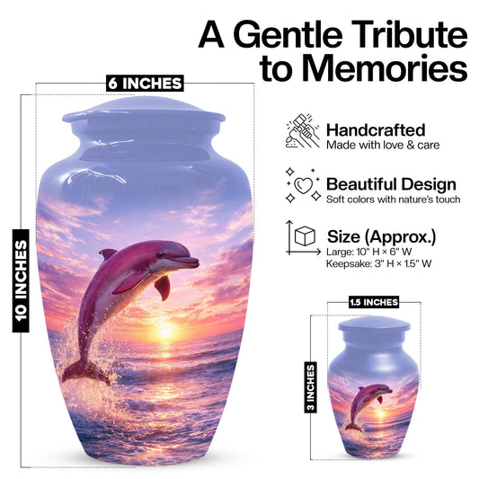 Pink Dolphin Urn For Ashes - Blue Ocean Cremation Urns For Adults
