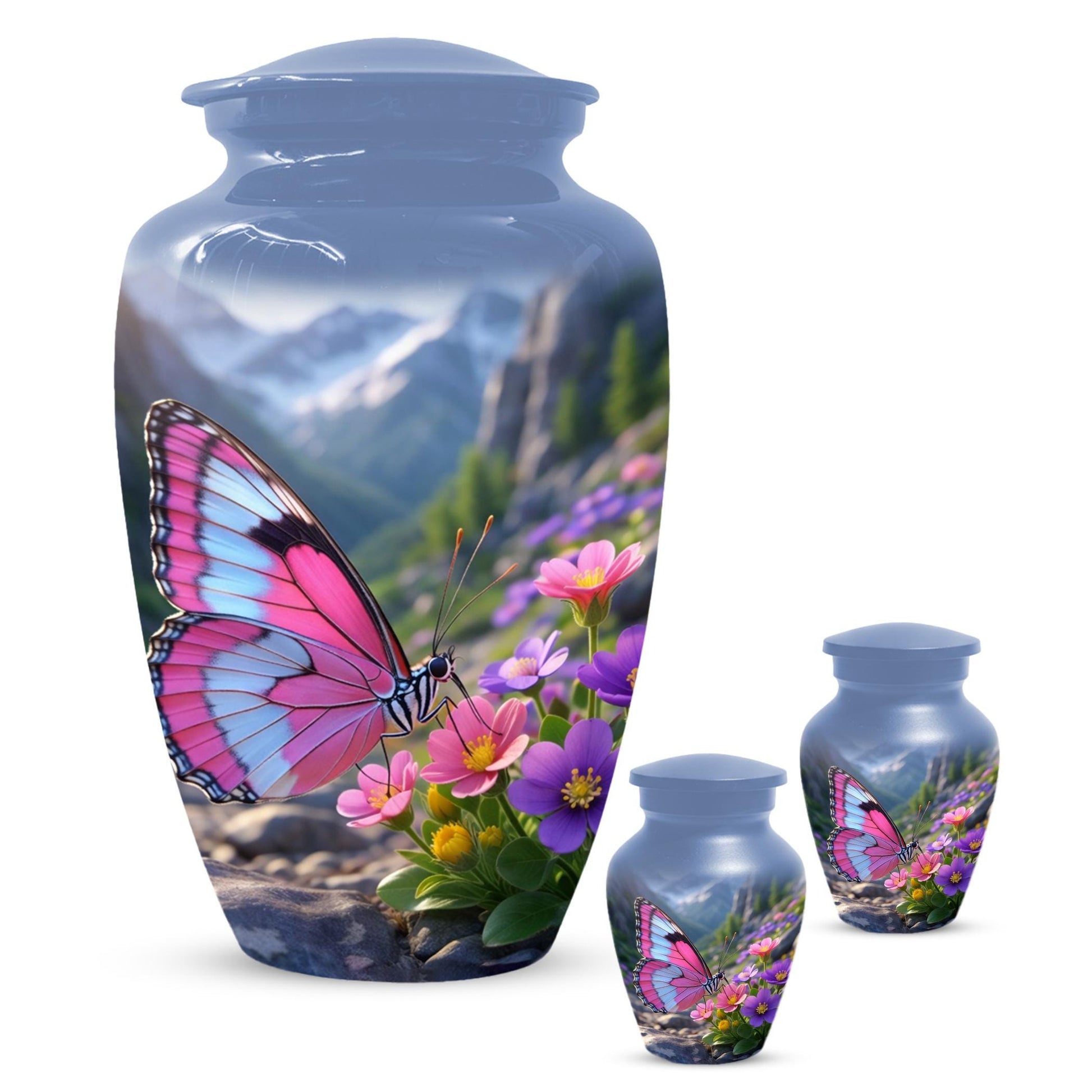 Pink Butterfly Urn For Mom Ashes - Memorial Keepsake Mini Urns For Female