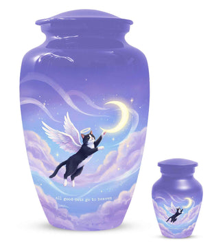 Black Cat Keepsake Kitty Urns - Purple Cremation Urn For Pet Ashes